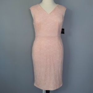 Liz Claiborne Blush Pink Lace Sheath Midi Dress size 14